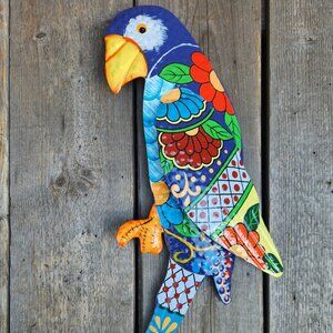 Metal Talavera Parrot Wall/Fence Decor, Wall Hanging